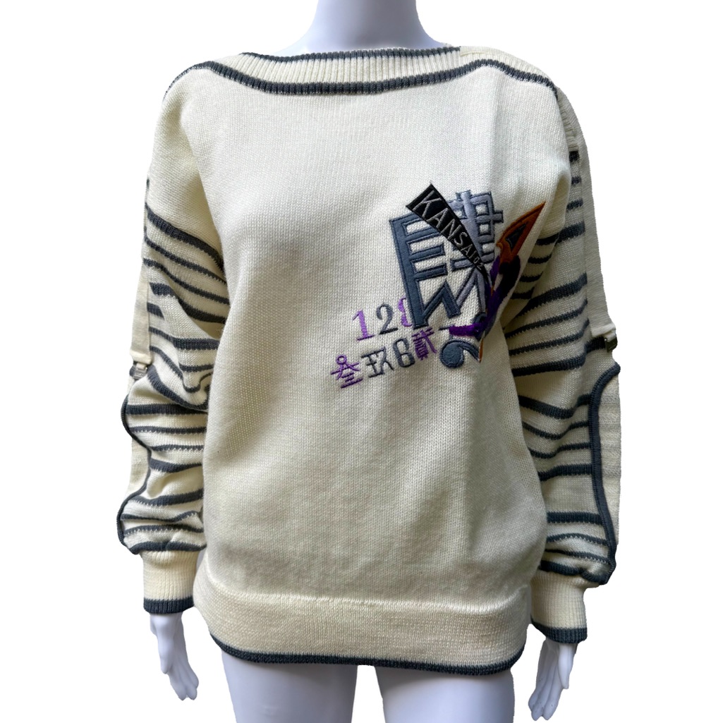 Kansai Yamamoto Vintage 100 Wool Embroidered Sweater  Size S